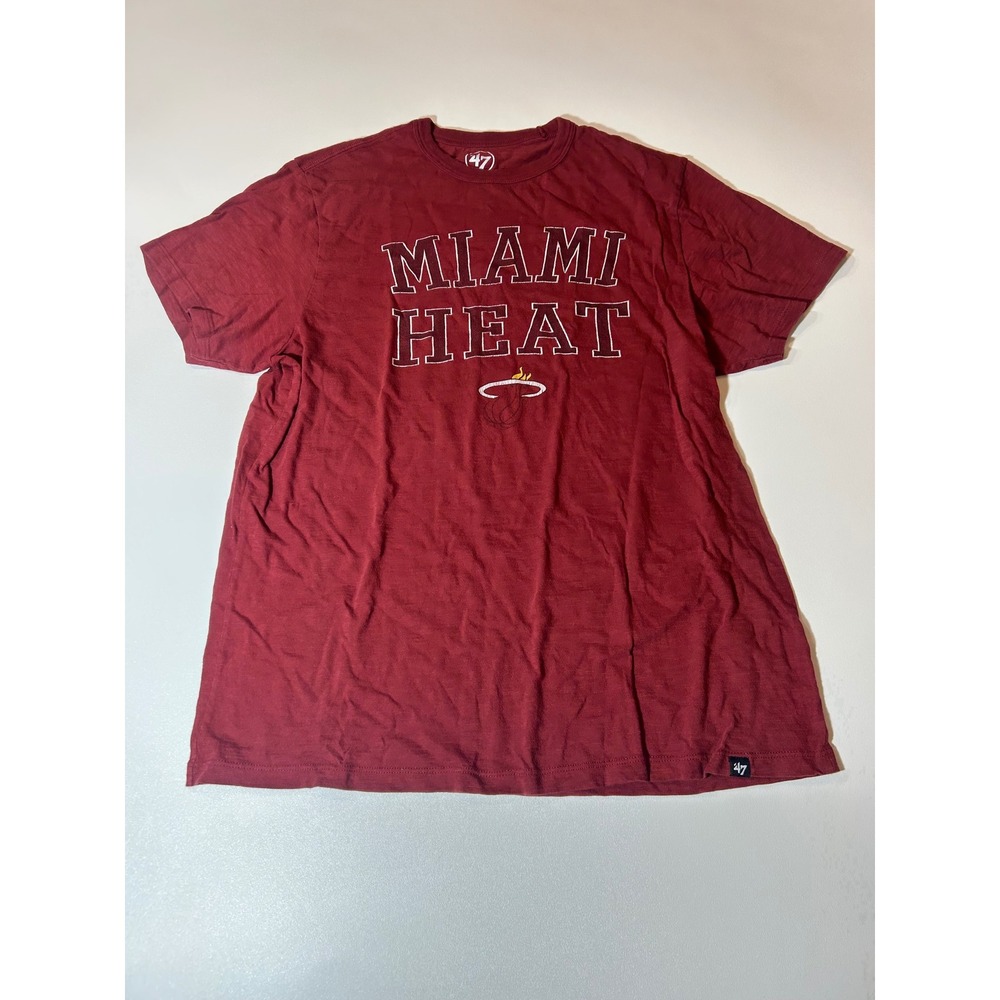 47 Brand T-Shirt Men's Large Maroon Miami Heat NBA Basketball Graphic